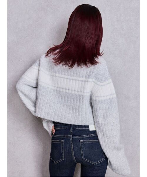 GYDA(ジェイダ)の「SymmetryGYDAリブニットトップス(ニット/セーター・レディース・ライトグレー/ブラック/オフホワイト・FREE)」の14枚目の写真