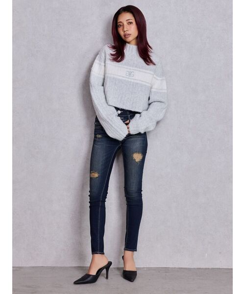 GYDA(ジェイダ)の「SymmetryGYDAリブニットトップス(ニット/セーター・レディース・ライトグレー/ブラック/オフホワイト・FREE)」の15枚目の写真