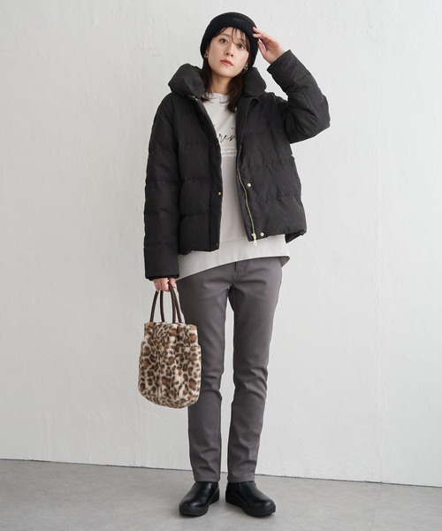 ikka（イッカ）の「【雑誌InRed1月号掲載】細コール2WAY洗えるダウンジャケット【洗濯機で洗える／親子コーデ】（ダウンジャケット/コート・レディース・グリーン系/ベージュ/ブラウン系その他/ブラック・M/L/S）」の9枚目の写真