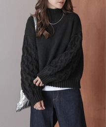 タートルネック ケーブル編み ケーブルニット ハイネック ケーブル編み