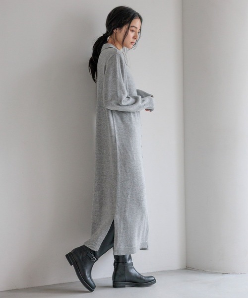 LOWRYS FARM（ローリーズファーム）の「ニットポロワンピース　 607903（ワンピース・レディース・アイボリー/グレー/チャコールグレー/ブラウン・FREE）」の7枚目の写真