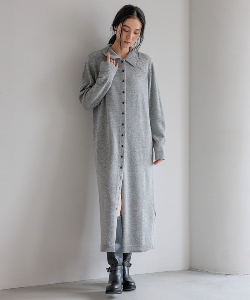 LOWRYS FARM（ローリーズファーム）の「ニットポロワンピース　 607903（ワンピース・レディース・アイボリー/グレー/チャコールグレー/ブラウン・FREE）」の8枚目の写真