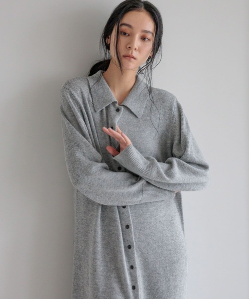 LOWRYS FARM（ローリーズファーム）の「ニットポロワンピース　 607903（ワンピース・レディース・アイボリー/グレー/チャコールグレー/ブラウン・FREE）」の9枚目の写真