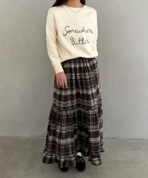 wears(ウェアーズ)の「チェック柄ティアードフリルロングスカート(スカート・レディース・ネイビー/ブラウン・FREE)」の12枚目の写真