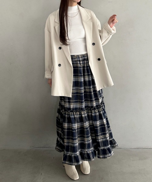 wears(ウェアーズ)の「チェック柄ティアードフリルロングスカート(スカート・レディース・ネイビー/ブラウン・FREE)」の16枚目の写真