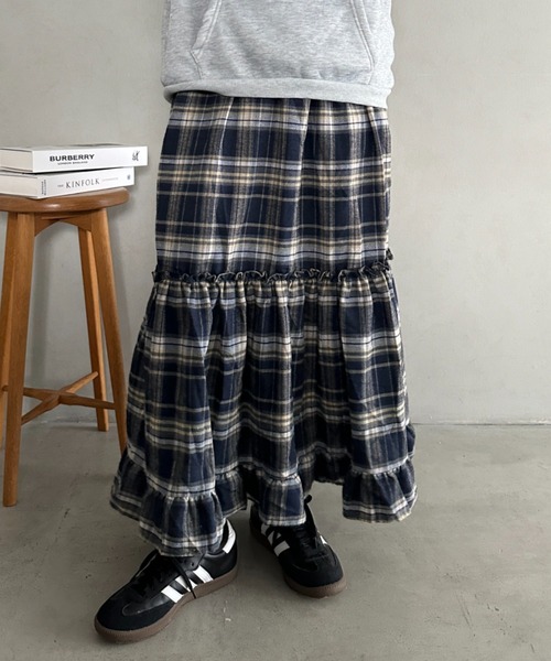 wears(ウェアーズ)の「チェック柄ティアードフリルロングスカート(スカート・レディース・ネイビー/ブラウン・FREE)」の18枚目の写真