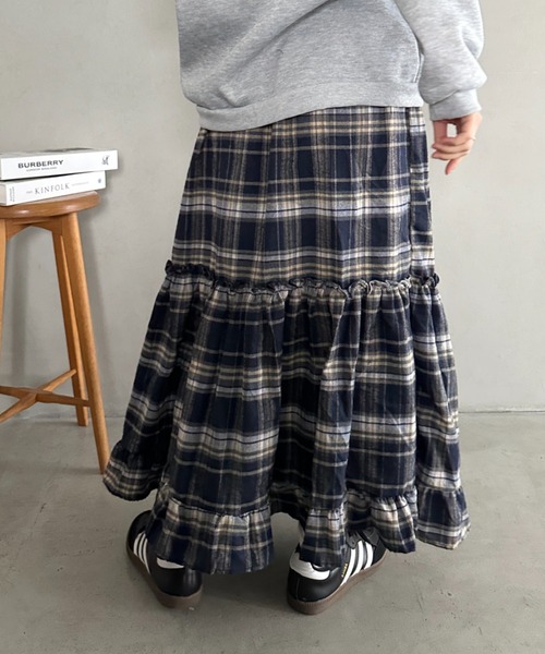 wears(ウェアーズ)の「チェック柄ティアードフリルロングスカート(スカート・レディース・ネイビー/ブラウン・FREE)」の20枚目の写真
