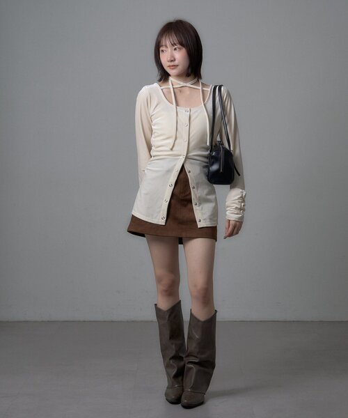 mline（エムライン）の「[mline]ベロアチョーカー ボタンカーデ（Tシャツ/カットソー・レディース・ブラック/ピンク/アイボリー/チャコールグレー・FREE）」の22枚目の写真