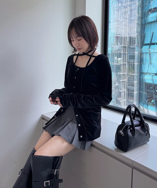 mline（エムライン）の「[mline]ベロアチョーカー ボタンカーデ（Tシャツ/カットソー・レディース・ブラック/ピンク/アイボリー/チャコールグレー・FREE）」の16枚目の写真