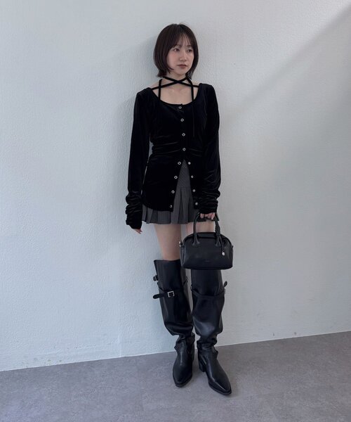 mline（エムライン）の「[mline]ベロアチョーカー ボタンカーデ（Tシャツ/カットソー・レディース・ブラック/ピンク/アイボリー/チャコールグレー・FREE）」の13枚目の写真