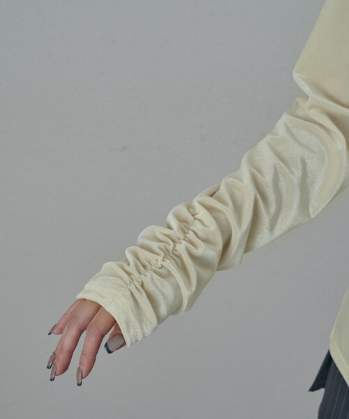 mline（エムライン）の「[mline]ベロアチョーカー ボタンカーデ（Tシャツ/カットソー・レディース・ブラック/ピンク/アイボリー/チャコールグレー・FREE）」の8枚目の写真