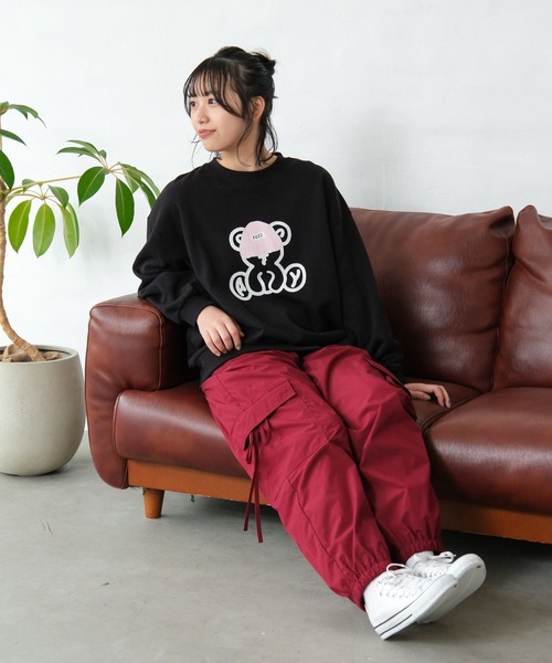 GLOBAL WORK(グローバルワーク)の「あったかリボンカーゴパンツ/AND YUA ANY/599701(カーゴパンツ・キッズ・チャコールグレー/レッド・SMALL/MEDIUM)」の3枚目の写真