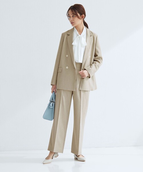 green label relaxing（グリーンレーベルリラクシング）の「［size SHORT/TALLあり］Greed グリード メランジ ストレート パンツ（スラックス・レディース・ベージュ・TALL/40/38/36/SHORT）」の5枚目の写真