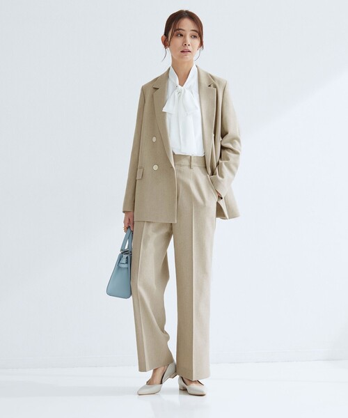 green label relaxing（グリーンレーベルリラクシング）の「［size SHORT/TALLあり］Greed グリード メランジ ストレート パンツ（スラックス・レディース・ベージュ・TALL/40/38/36/SHORT）」の6枚目の写真