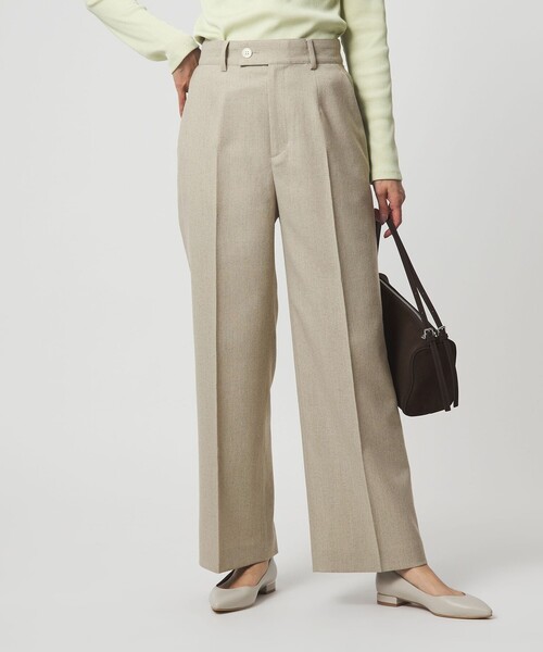 green label relaxing（グリーンレーベルリラクシング）の「［size SHORT/TALLあり］Greed グリード メランジ ストレート パンツ（スラックス・レディース・ベージュ・TALL/40/38/36/SHORT）」の7枚目の写真