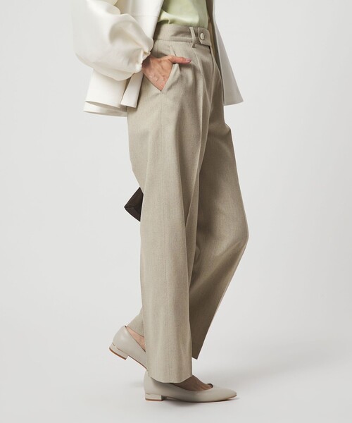green label relaxing（グリーンレーベルリラクシング）の「［size SHORT/TALLあり］Greed グリード メランジ ストレート パンツ（スラックス・レディース・ベージュ・TALL/40/38/36/SHORT）」の9枚目の写真
