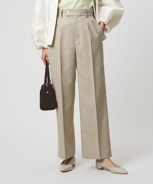 green label relaxing（グリーンレーベルリラクシング）の「［size SHORT/TALLあり］Greed グリード メランジ ストレート パンツ（スラックス・レディース・ベージュ・TALL/40/38/36/SHORT）」の10枚目の写真