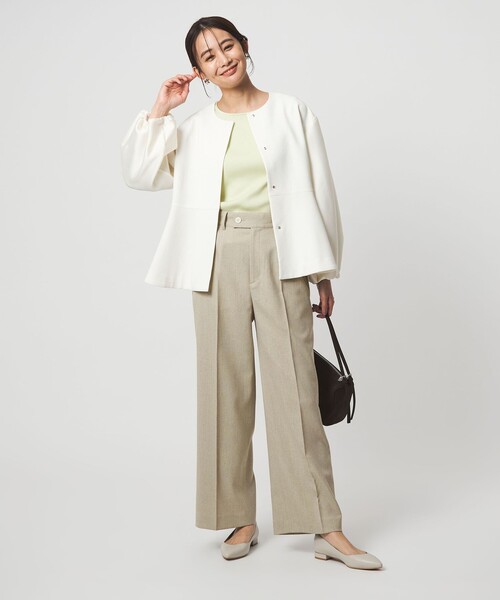 green label relaxing（グリーンレーベルリラクシング）の「［size SHORT/TALLあり］Greed グリード メランジ ストレート パンツ（スラックス・レディース・ベージュ・TALL/40/38/36/SHORT）」の11枚目の写真