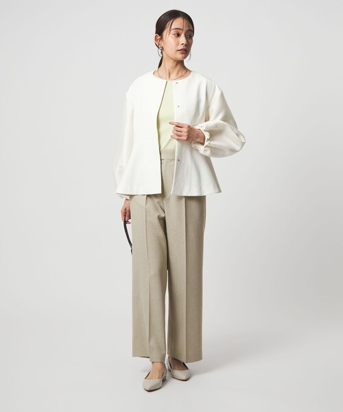 green label relaxing（グリーンレーベルリラクシング）の「［size SHORT/TALLあり］Greed グリード メランジ ストレート パンツ（スラックス・レディース・ベージュ・TALL/40/38/36/SHORT）」の12枚目の写真