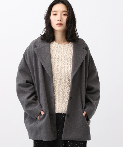 studio CLIP（スタディオクリップ）の「《natural by clip》コクーンミドルコート（チェスターコート・レディース・チャコールグレー/グレイッシュベージュ・FREE）」の7枚目の写真