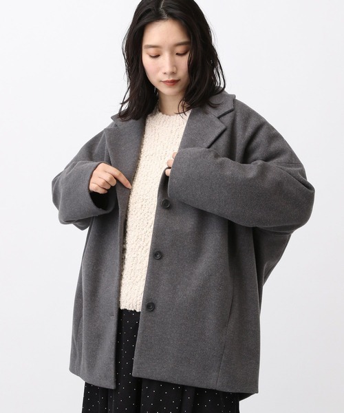 studio CLIP（スタディオクリップ）の「《natural by clip》コクーンミドルコート（チェスターコート・レディース・チャコールグレー/グレイッシュベージュ・FREE）」の8枚目の写真