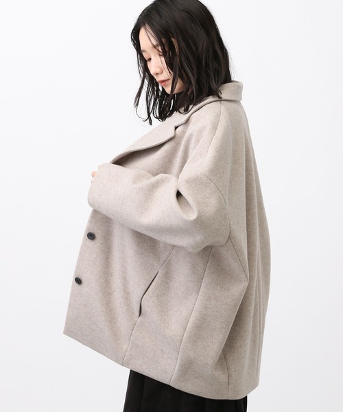 studio CLIP（スタディオクリップ）の「《natural by clip》コクーンミドルコート（チェスターコート・レディース・チャコールグレー/グレイッシュベージュ・FREE）」の3枚目の写真