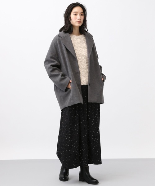 studio CLIP（スタディオクリップ）の「《natural by clip》コクーンミドルコート（チェスターコート・レディース・チャコールグレー/グレイッシュベージュ・FREE）」の9枚目の写真