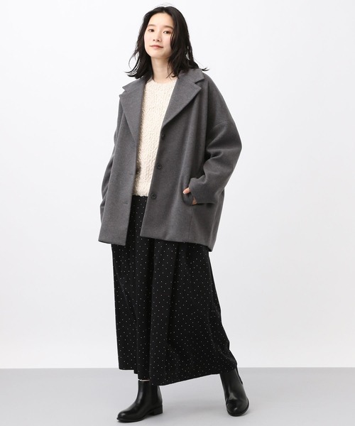 studio CLIP（スタディオクリップ）の「《natural by clip》コクーンミドルコート（チェスターコート・レディース・チャコールグレー/グレイッシュベージュ・FREE）」の10枚目の写真