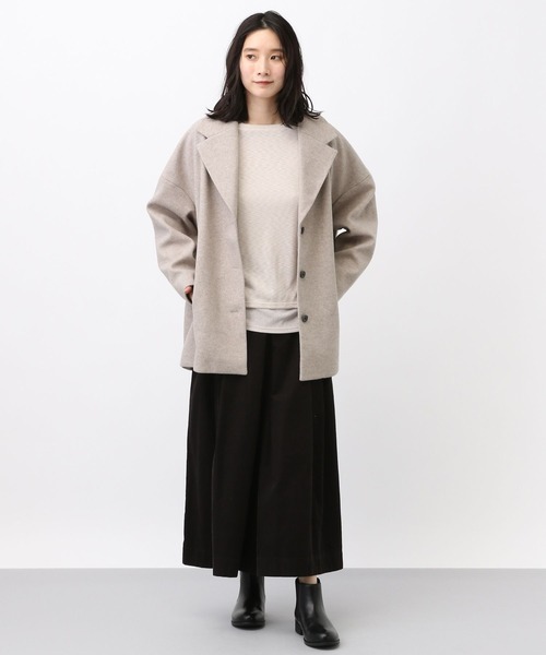 studio CLIP（スタディオクリップ）の「《natural by clip》コクーンミドルコート（チェスターコート・レディース・チャコールグレー/グレイッシュベージュ・FREE）」の4枚目の写真