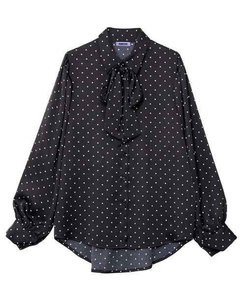 PUNYUS（プニュズ）の「リボン付きドットブラウス（シャツ/ブラウス・レディース・ブラウン/ホワイト/ブラック・3/2/1/4）」の2枚目の写真