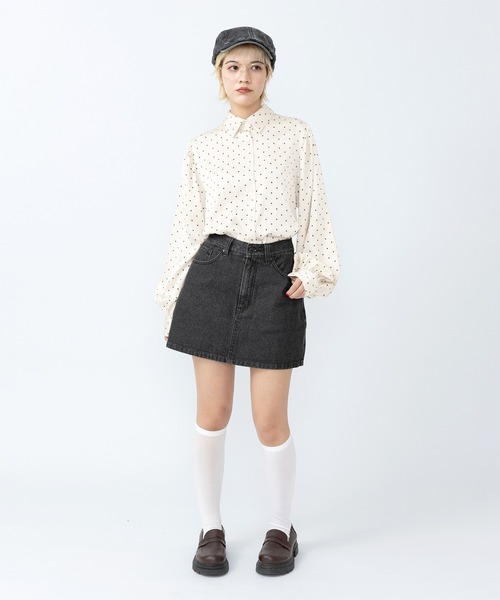 PUNYUS（プニュズ）の「リボン付きドットブラウス（シャツ/ブラウス・レディース・ブラウン/ホワイト/ブラック・3/2/1/4）」の9枚目の写真