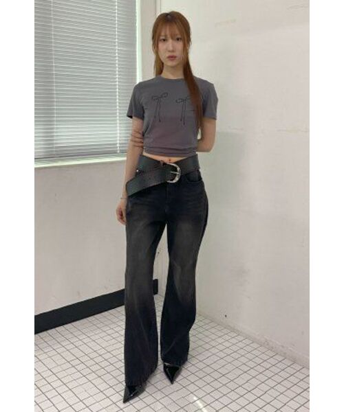 MILLO WOMEN（ミロウーマン）の「パール リボン Tシャツ [チャコール]（Tシャツ/カットソー・レディース・その他・FREE）」の8枚目の写真