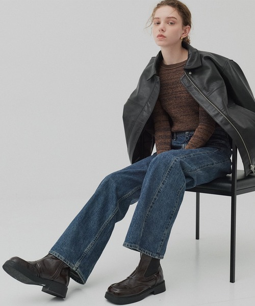 PUBLIC TOKYO（パブリックトウキョウ）の「ステッチラインサイドゴアブーツ（ブーツ・レディース・ブラック/ワイン・1/2）」の4枚目の写真