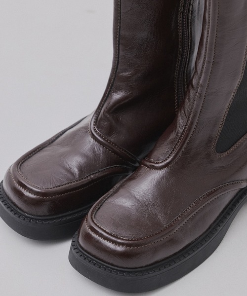 PUBLIC TOKYO（パブリックトウキョウ）の「ステッチラインサイドゴアブーツ（ブーツ・レディース・ブラック/ワイン・1/2）」の10枚目の写真