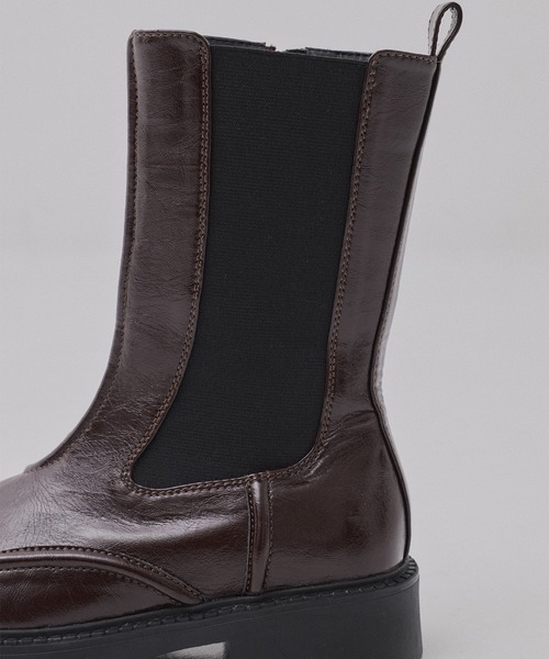 PUBLIC TOKYO（パブリックトウキョウ）の「ステッチラインサイドゴアブーツ（ブーツ・レディース・ブラック/ワイン・1/2）」の13枚目の写真