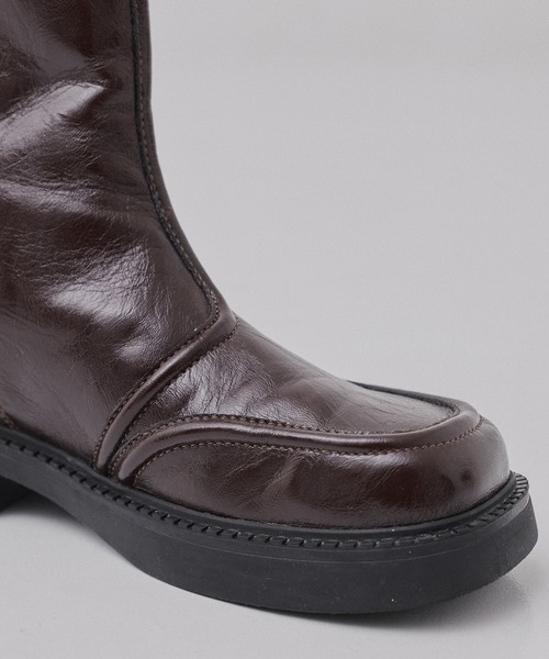 PUBLIC TOKYO（パブリックトウキョウ）の「ステッチラインサイドゴアブーツ（ブーツ・レディース・ブラック/ワイン・1/2）」の12枚目の写真