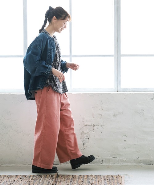 soulberry（ソウルベリー）の「大人に馴染む、ピンクのコーデュロイワイドパンツ（その他パンツ・レディース・ピンク系・M/L/LL/3L/4L/5L）」の8枚目の写真