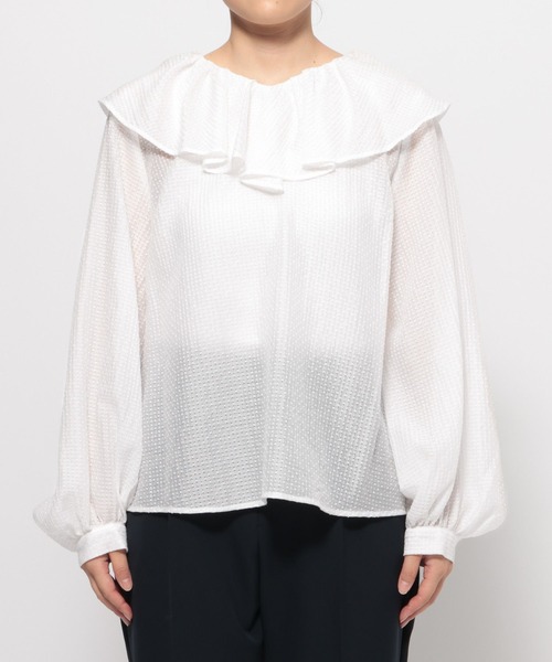 LEPSIM(レプシィム)の「【入卒式/セレモニー】 フリルカラージャガードブラウス 601003(シャツ/ブラウス・レディース・ブラック/オフホワイト・FREE)」の3枚目の写真