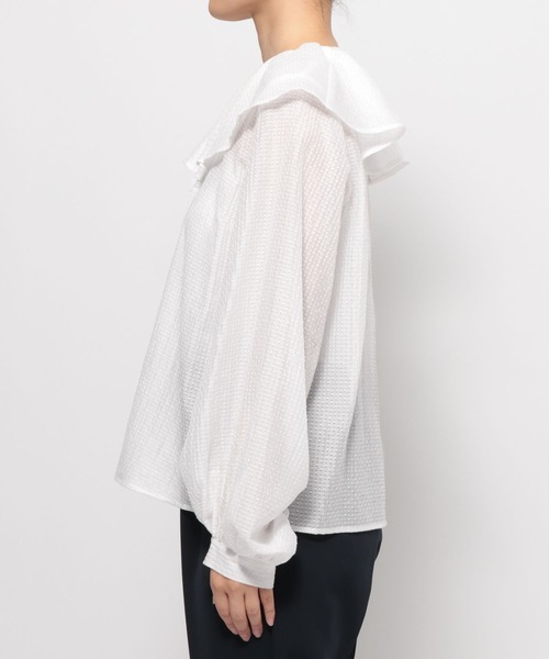 LEPSIM(レプシィム)の「【入卒式/セレモニー】 フリルカラージャガードブラウス 601003(シャツ/ブラウス・レディース・ブラック/オフホワイト・FREE)」の4枚目の写真