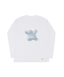 [UNISEX]ビッグクラウドベアスマイルロングスリーブTシャツ_ホワイト