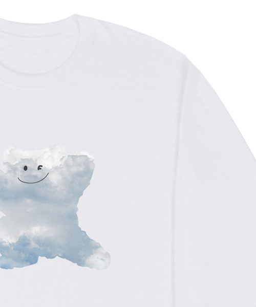 GRAVER（グレーバー）の「[UNISEX]ビッグクラウドベアスマイルロングスリーブTシャツ_ホワイト（Tシャツ/カットソー・レディース・ホワイト・MEDIUM/LARGE）」の3枚目の写真
