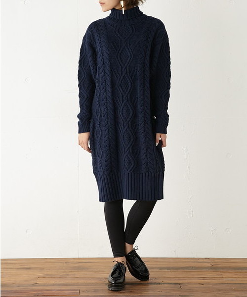 SLY（スライ）の「CABLE TURTLE MIDI MG OP-S（ワンピース・レディース・トップグレー/ダークグリーン/ブラウン/ネイビー・FREE）」の4枚目の写真