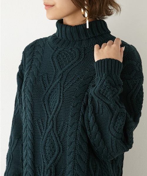 SLY（スライ）の「CABLE TURTLE MIDI MG OP-S（ワンピース・レディース・トップグレー/ダークグリーン/ブラウン/ネイビー・FREE）」の14枚目の写真