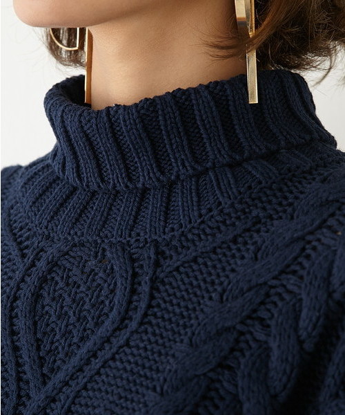 SLY（スライ）の「CABLE TURTLE MIDI MG OP-S（ワンピース・レディース・トップグレー/ダークグリーン/ブラウン/ネイビー・FREE）」の6枚目の写真