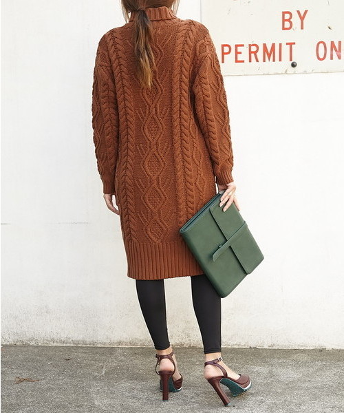 SLY（スライ）の「CABLE TURTLE MIDI MG OP-S（ワンピース・レディース・トップグレー/ダークグリーン/ブラウン/ネイビー・FREE）」の7枚目の写真