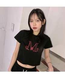 ブラズンレッドロゴクロップ半袖Tシャツ（2カラー）