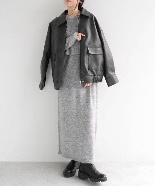 andme（アンドミー）の「ロングニットワンピース【ビスチェ付き/2点セット】（ワンピース・レディース・グレー/チャコールグレー/ベージュ・M）」の16枚目の写真