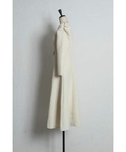 tocco closet（トッコ　クローゼット）の「【ZOZO限定】ハートネックウエストリボン装飾ツイードワンピース（ワンピース・レディース・ピンク/オフホワイト/ブラック・M）」の13枚目の写真