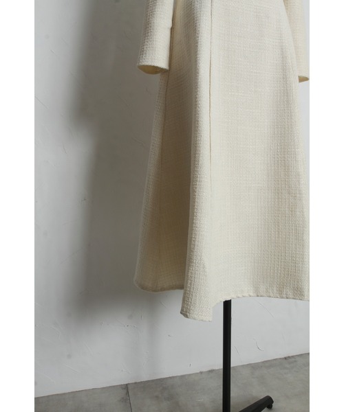 tocco closet（トッコ　クローゼット）の「【ZOZO限定】ハートネックウエストリボン装飾ツイードワンピース（ワンピース・レディース・ピンク/オフホワイト/ブラック・M）」の7枚目の写真