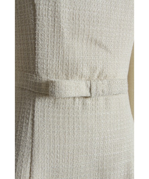 tocco closet（トッコ　クローゼット）の「【ZOZO限定】ハートネックウエストリボン装飾ツイードワンピース（ワンピース・レディース・ピンク/オフホワイト/ブラック・M）」の6枚目の写真